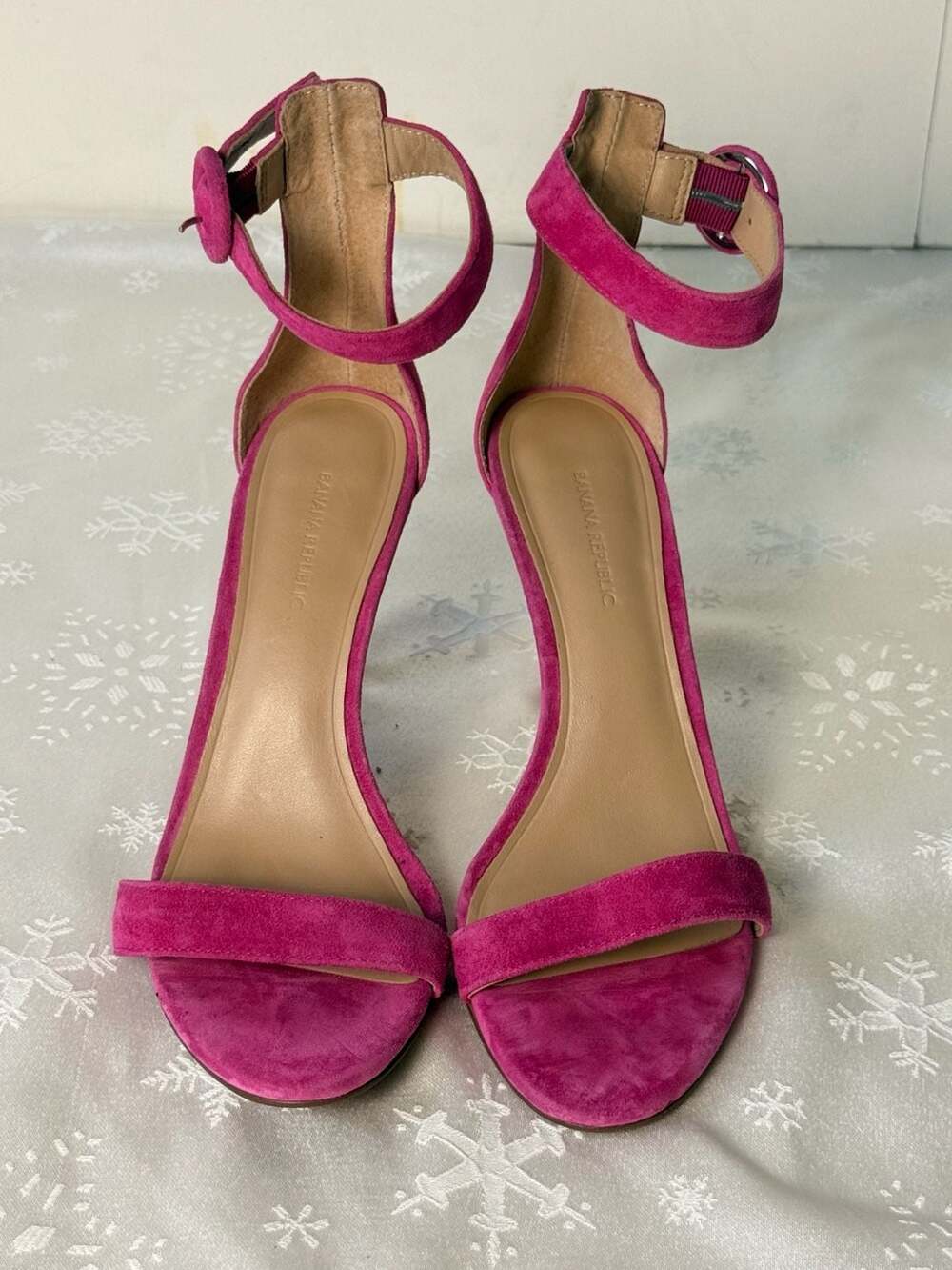Banana Republic Pink Suede Strappy Stiletto Heels Women’s 9 Y2K Party Glam